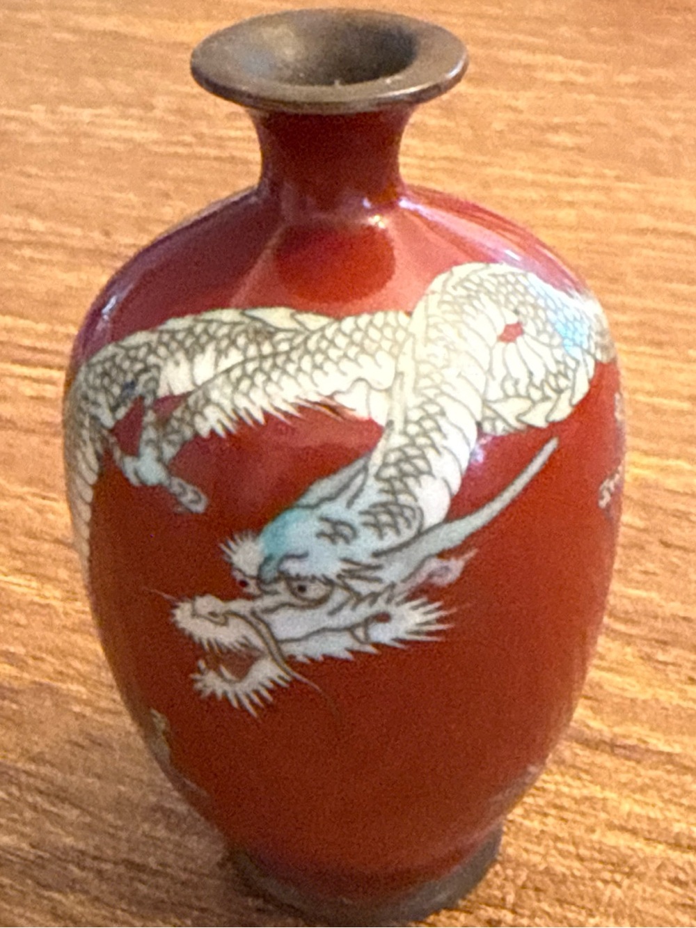 Dragon Cloisonne Vase Japanese vintage 3.5” small 1900’s
